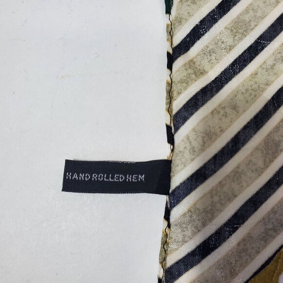 100% Silk Hand-Rolled Hem Pocket Square Handkerchief Abstract Gold Green - Picture 5 of 5